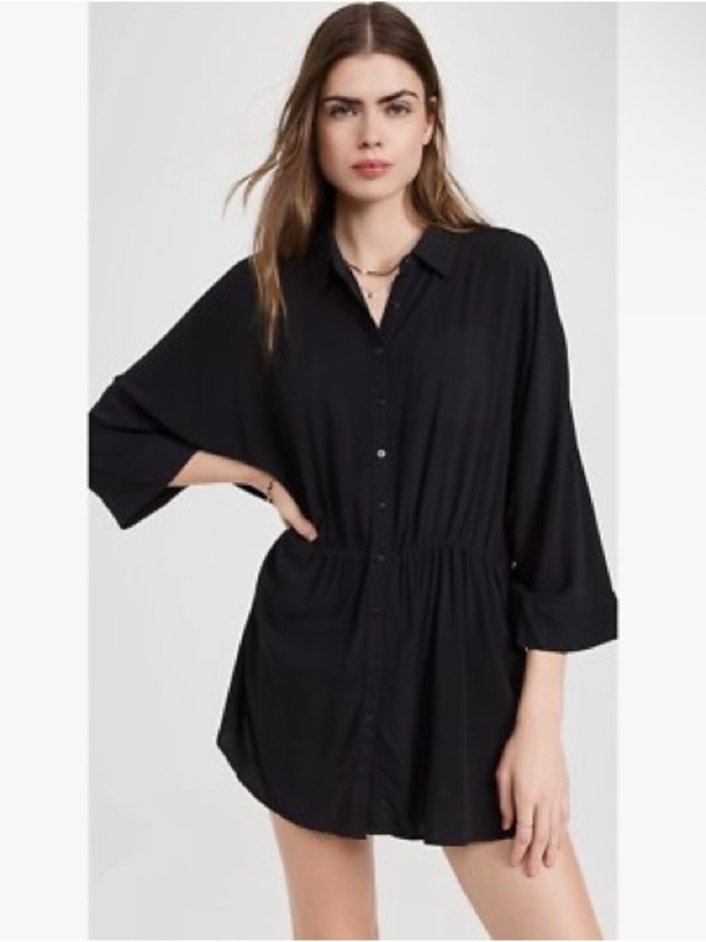 l*space Pacifica Black Button-Front Shirtdress Tunic